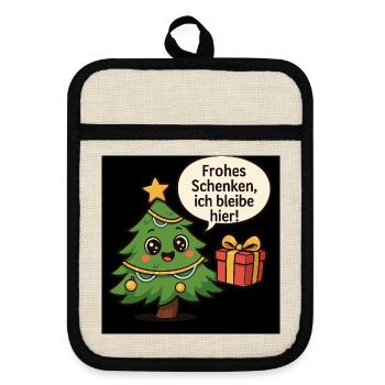 Merry Gifting Christmas Tree - Pot holders with rubber back - linen/black  - Front