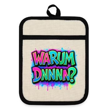 Why DNNN? Neon Graffiti - Pot holders with rubber back - linen/black  - Front
