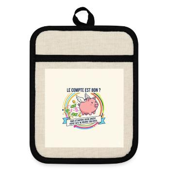 The count is good winged pig - Pot holders with rubber back - linen/black  - Front