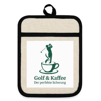 Golf et café – Le swing parfait - Maniques avec dos en caoutchouc - lin/noir  - Devant