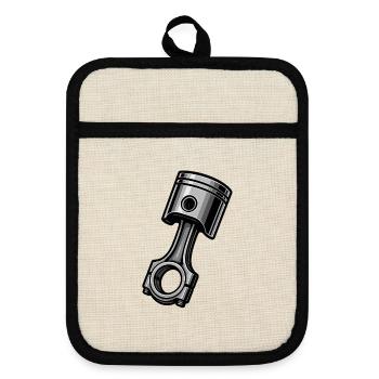 Monochrome industrial piston - Pot holders with rubber back - linen/black  - Front