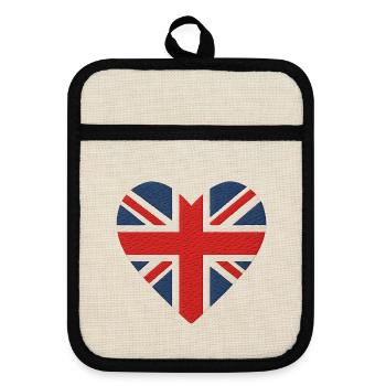 Coeur Drapeau Union Jack Uk - Maniques avec dos en caoutchouc - lin/noir  - Devant