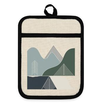 Geometric mountain landscapes - Pot holders with rubber back - linen/black  - Front