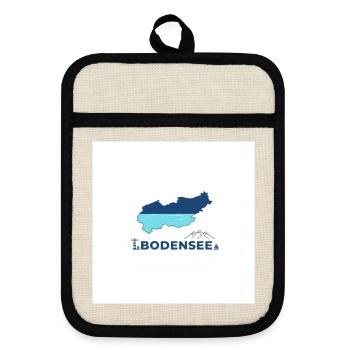 Bodensee Landschaftslogo Seeufer - Topflappen mit Gummirückseite - Leinen/Schwarz  - Vorne