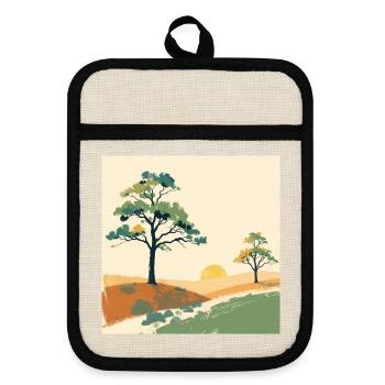 Pastel Sunset Trees - Pot holders with rubber back - linen/black  - Front