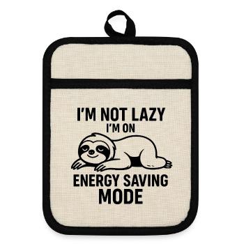 Sloth Power Saving Mode - Pot holders with rubber back - linen/black  - Front