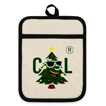 Christmas tree with cool sunglasses - Pot holders with rubber back - linen/black  - Front