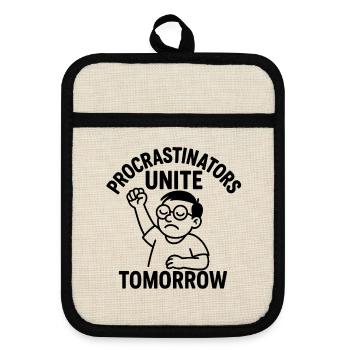 La procrastination s’unit demain - Maniques avec dos en caoutchouc - lin/noir  - Devant