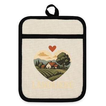Paysage de Country Love Heart - Maniques avec dos en caoutchouc - lin/noir  - Devant