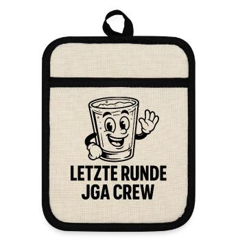 Letzte Runde JGA Crew - Topflappen mit Gummirückseite - Leinen/Schwarz  - Vorne