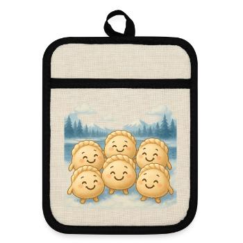Pelmeni Further North - Pot holders with rubber back - linen/black  - Front