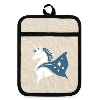 Licorne Stellaire Forte, Super-héroïne Noble - Maniques avec dos en caoutchouc - lin/noir  - Devant