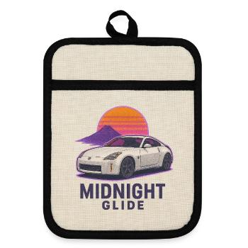Midnight Glide Retro Sunset Auto - Pot holders with rubber back - linen/black  - Front