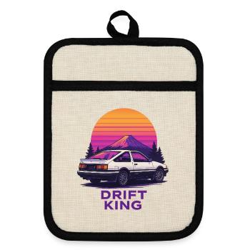 Drift King Sunset Mountain - Pot holders with rubber back - linen/black  - Front