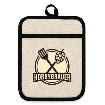 Hobbybrauer Logo Heimbrauen - Topflappen mit Gummirückseite - Leinen/Schwarz  - Vorne