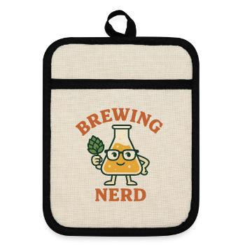 Nerd de la bière avec des verres au houblon - Maniques avec dos en caoutchouc - lin/noir  - Devant
