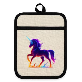 Flaming Neon Corn - Pot holders with rubber back - linen/black  - Front