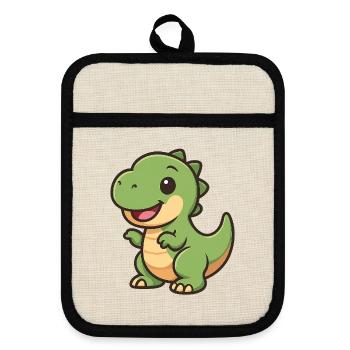 Happy Dino Cuddle Clipart - Pot holders with rubber back - linen/black  - Front