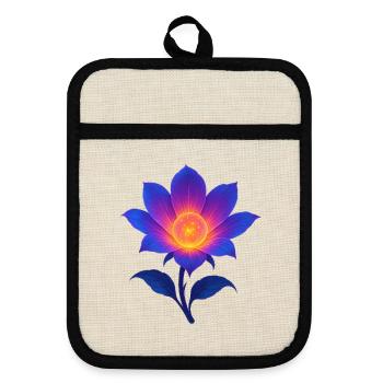 Lotus de la Nuit Néon - Maniques avec dos en caoutchouc - lin/noir  - Devant