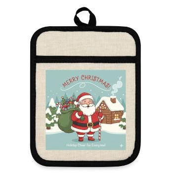 Le Père Noël de Noël avec sac et canne en sucre d’orge - Maniques avec dos en caoutchouc - lin/noir  - Devant