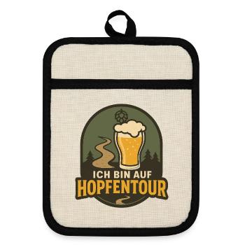 Hop Tour Beer Trail Logo - Pot holders with rubber back - linen/black  - Front