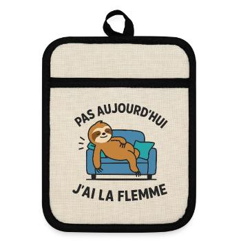 Not today, I'm lazy - Pot holders with rubber back - linen/black  - Front