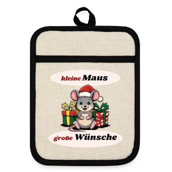 Souris de Noël - Maniques avec dos en caoutchouc - lin/noir  - Devant