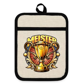 Master Cup Victory Design - Pot holders with rubber back - linen/black  - Front