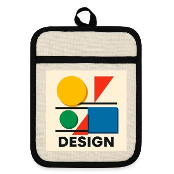 Geometry Bauhaus Colorful Composition - Pot holders with rubber back - linen/black  - Front