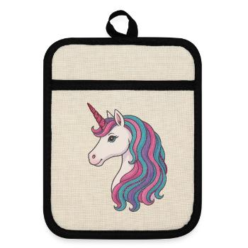 Délice pastel de crinière de licorne - Maniques avec dos en caoutchouc - lin/noir  - Devant