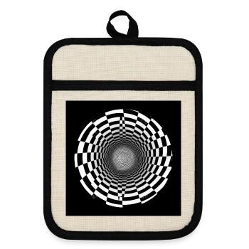Black and white optical vortex - Pot holders with rubber back - linen/black  - Front