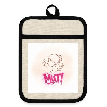 Courage! Graffiti Woman Silhouette - Pot holders with rubber back - linen/black  - Front