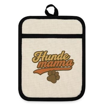 Hundemama Vintage Pfoten - Topflappen mit Gummirückseite - Leinen/Schwarz  - Vorne