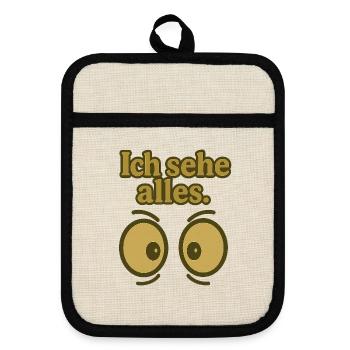 Ich sehe alles Augenprint - Topflappen mit Gummirückseite - Leinen/Schwarz  - Vorne