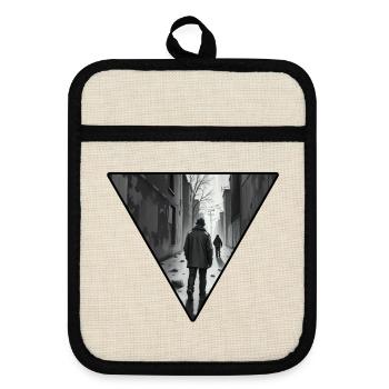 Urban Noir Alley Path - Pot holders with rubber back - linen/black  - Front