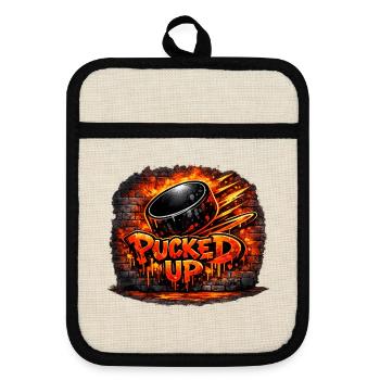 Firepuck Graffiti - Pot holders with rubber back - linen/black  - Front