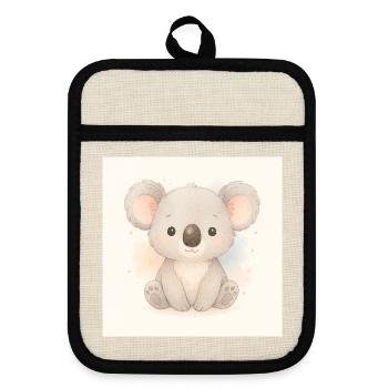 Kindermotiv_Koala - Pot holders with rubber back - linen/black  - Front