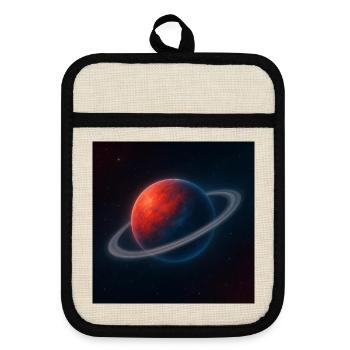 Red PlanetBlue mit Ringen - Topflappen mit Gummirückseite - Leinen/Schwarz  - Vorne