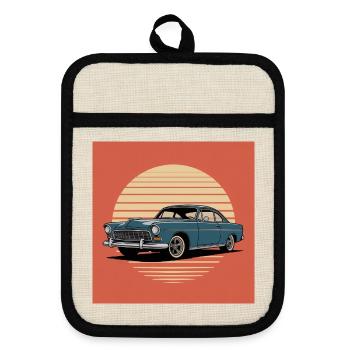 Sunset Drive Oldtimer - Topflappen mit Gummirückseite - Leinen/Schwarz  - Vorne