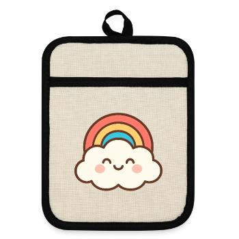 Nuage Sourire Arc en Ciel - Maniques avec dos en caoutchouc - lin/noir  - Devant