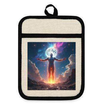 Moonfire Muscle Hero - Pot holders with rubber back - linen/black  - Front