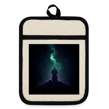 Shadow Mage at Aurora Hill - Pot holders with rubber back - linen/black  - Front