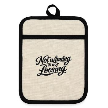 Not Winning Is Not Losing - Pot holders with rubber back - linen/black  - Front