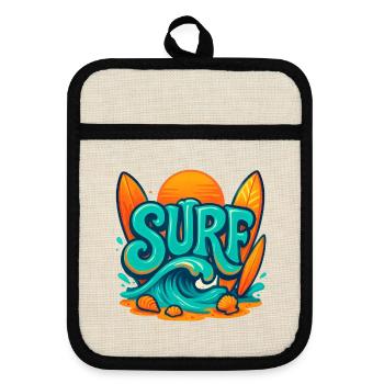 Art des mots Sunset Surf - Maniques avec dos en caoutchouc - lin/noir  - Devant