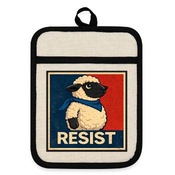 Resistance Lamb Poster - Pot holders with rubber back - linen/black  - Front