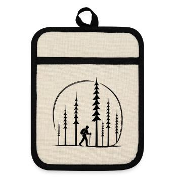 Cercle de silhouette de randonnée forestière Cadeau Suisse - Maniques avec dos en caoutchouc - lin/noir  - Devant