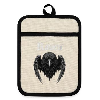 Raven Gothic Wings Fans Lover Gift Idea - Pot holders with rubber back - linen/black  - Front