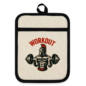 Gladiator Dumbbell Workout - Pot holders with rubber back - linen/black  - Front