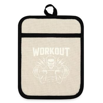 Powerful Heavy Weight Training - Pot holders with rubber back - linen/black  - Front
