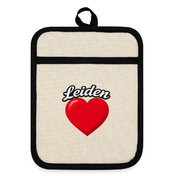 Leiden Heart Design - Pot holders with rubber back - linen/black  - Front